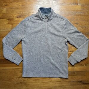 FRYE Men's 1/4 Zip Fleece Lined Sweater Tan Herringbone Trim Preppy Classic Boot